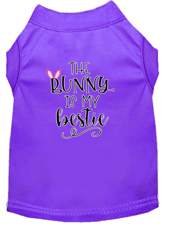 Bunny is my Bestie Screen Print Dog Shirt Purple Lg